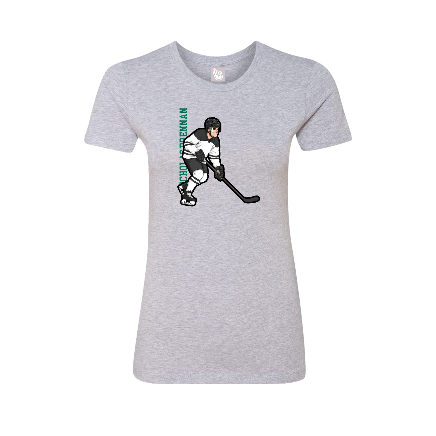 Fitted Women's Tee — Name Vertical in Grey