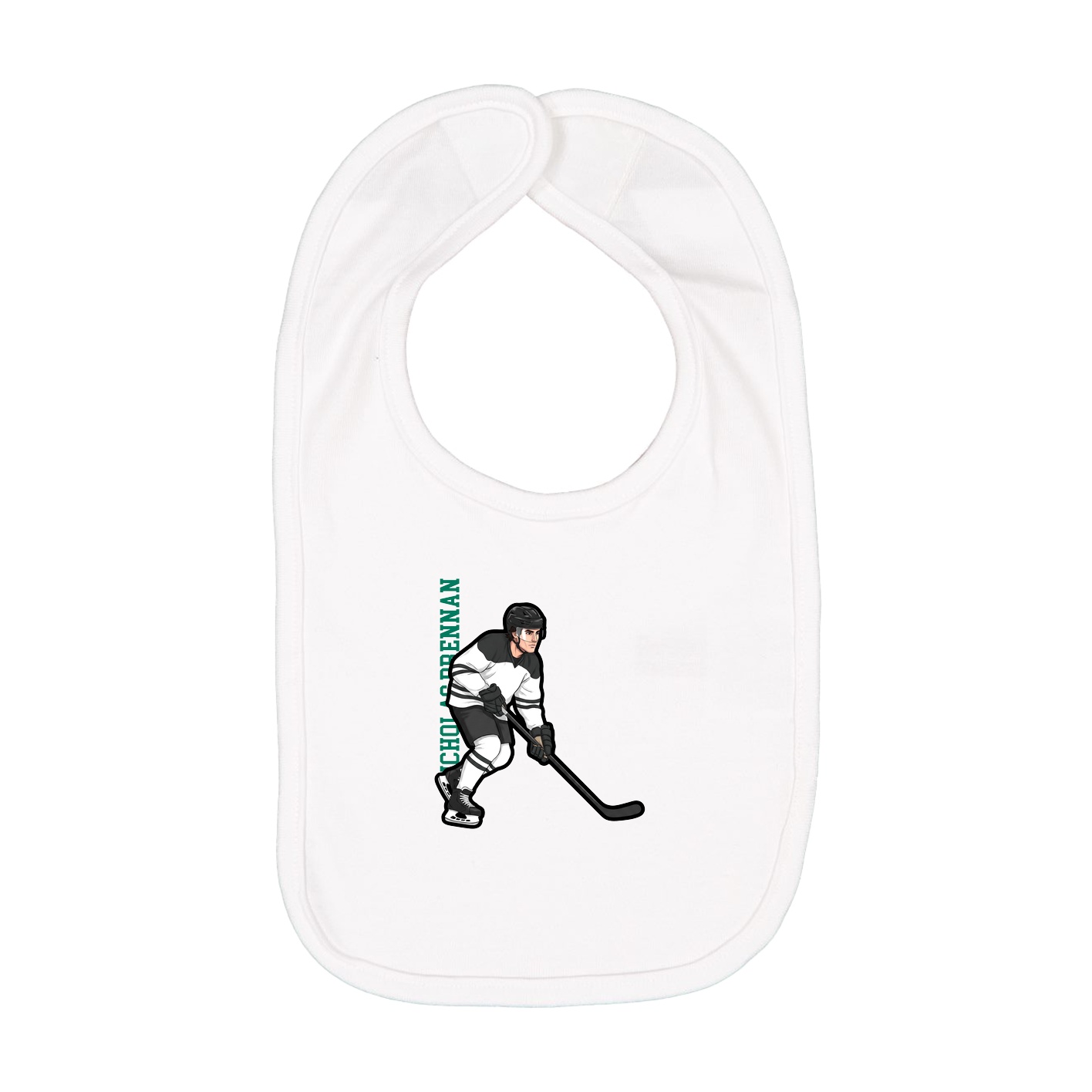 Infant Bib — Name Vertical in White
