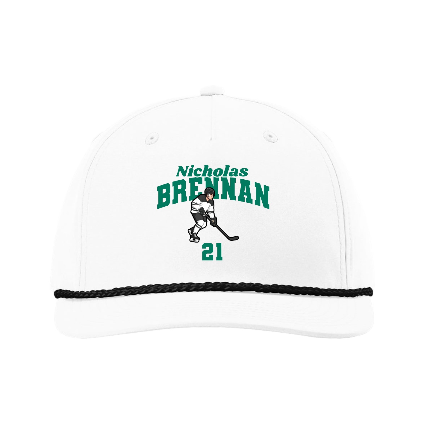 Five-Panel Classic Rope Cap — Signature Arch in White