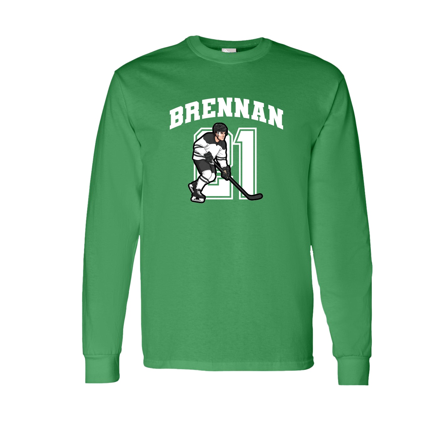 Long Sleeve Tee — Number in Green