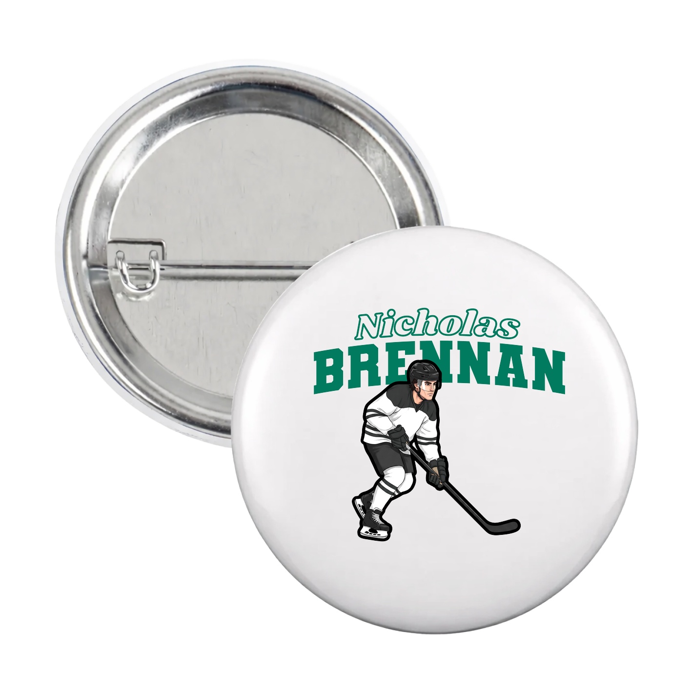 Game Day Button — Name Arch in White