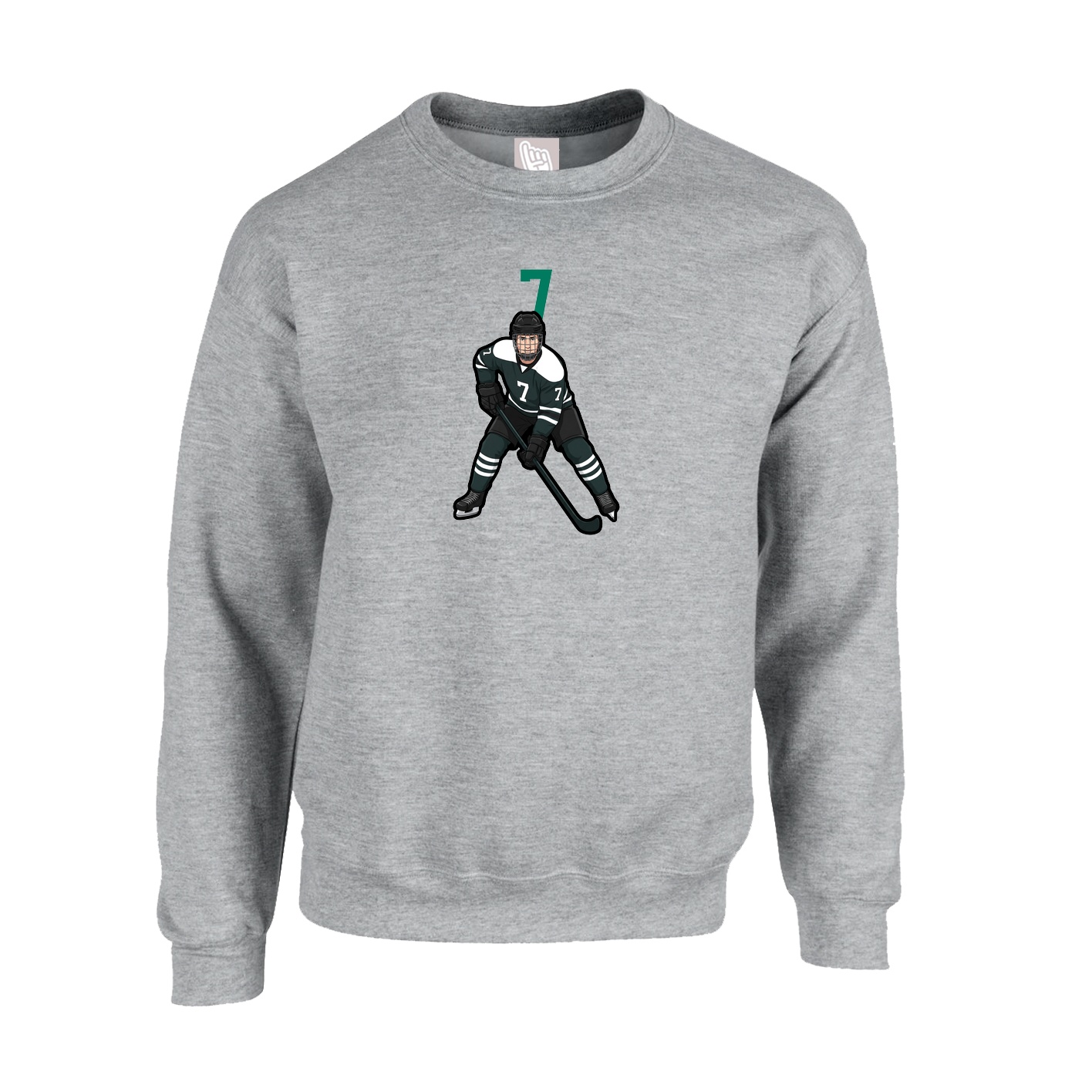 Fleece Crew — Number Top in Grey