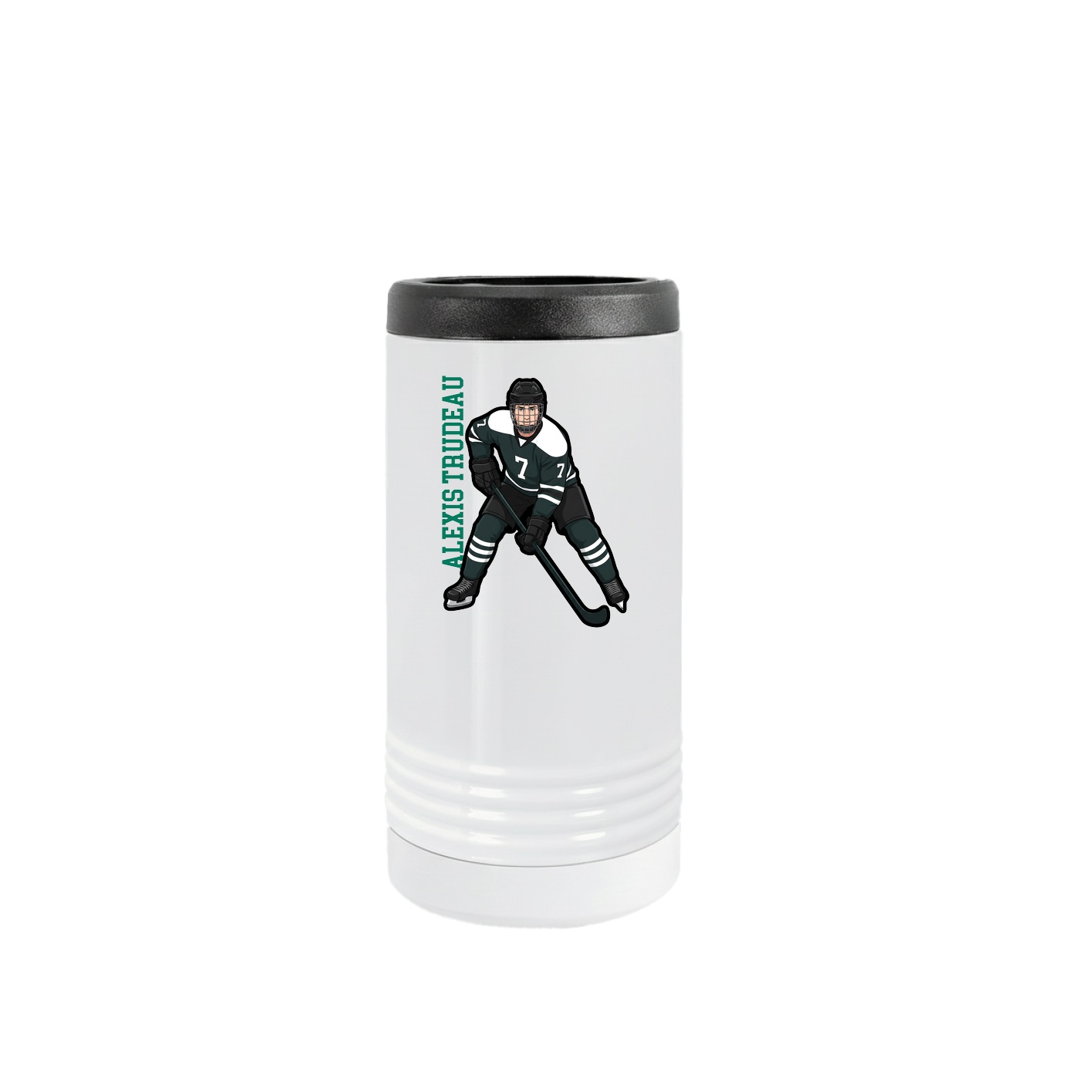 Slim Beverage Holder — Name Vertical in White