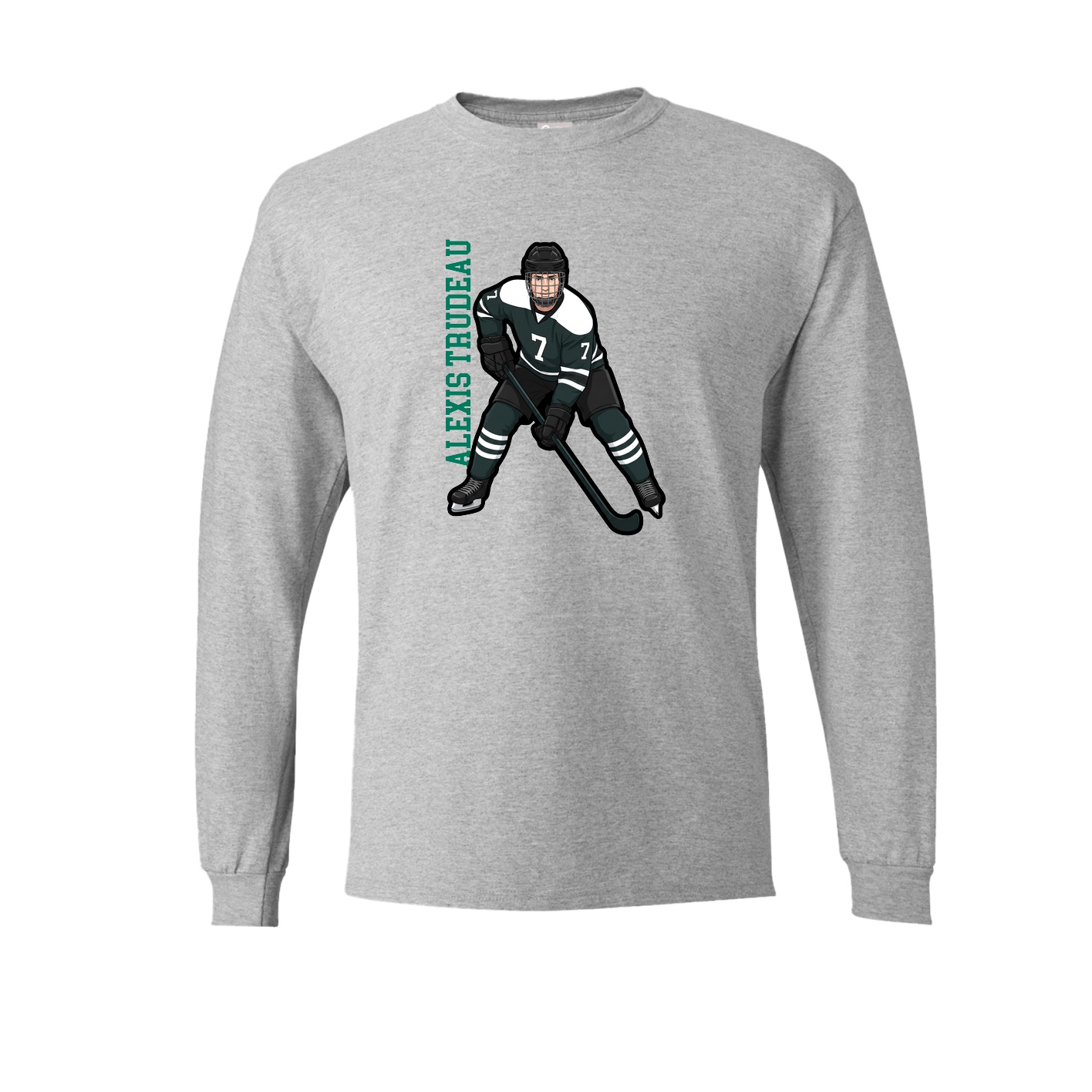 Long Sleeve Tee — Name Vertical in Grey