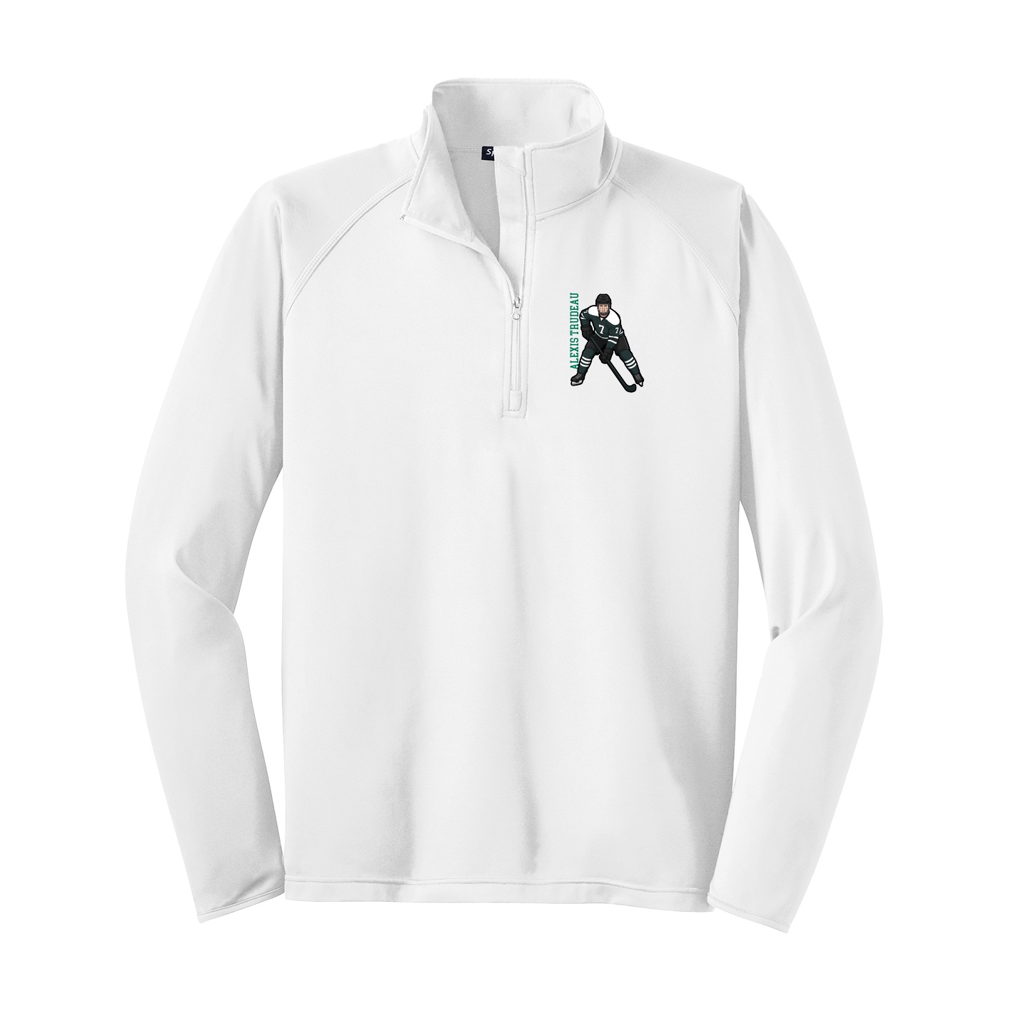 Q-Zip Pullover — Name Vertical in White