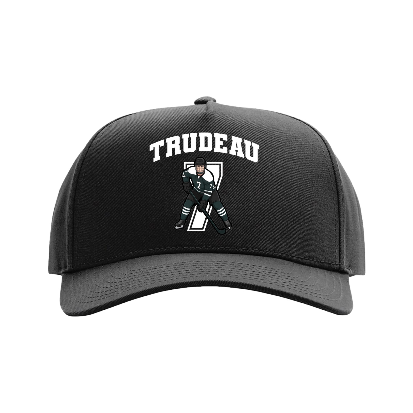 Full Fabric Five-Panel Champ Cap — Number in Black