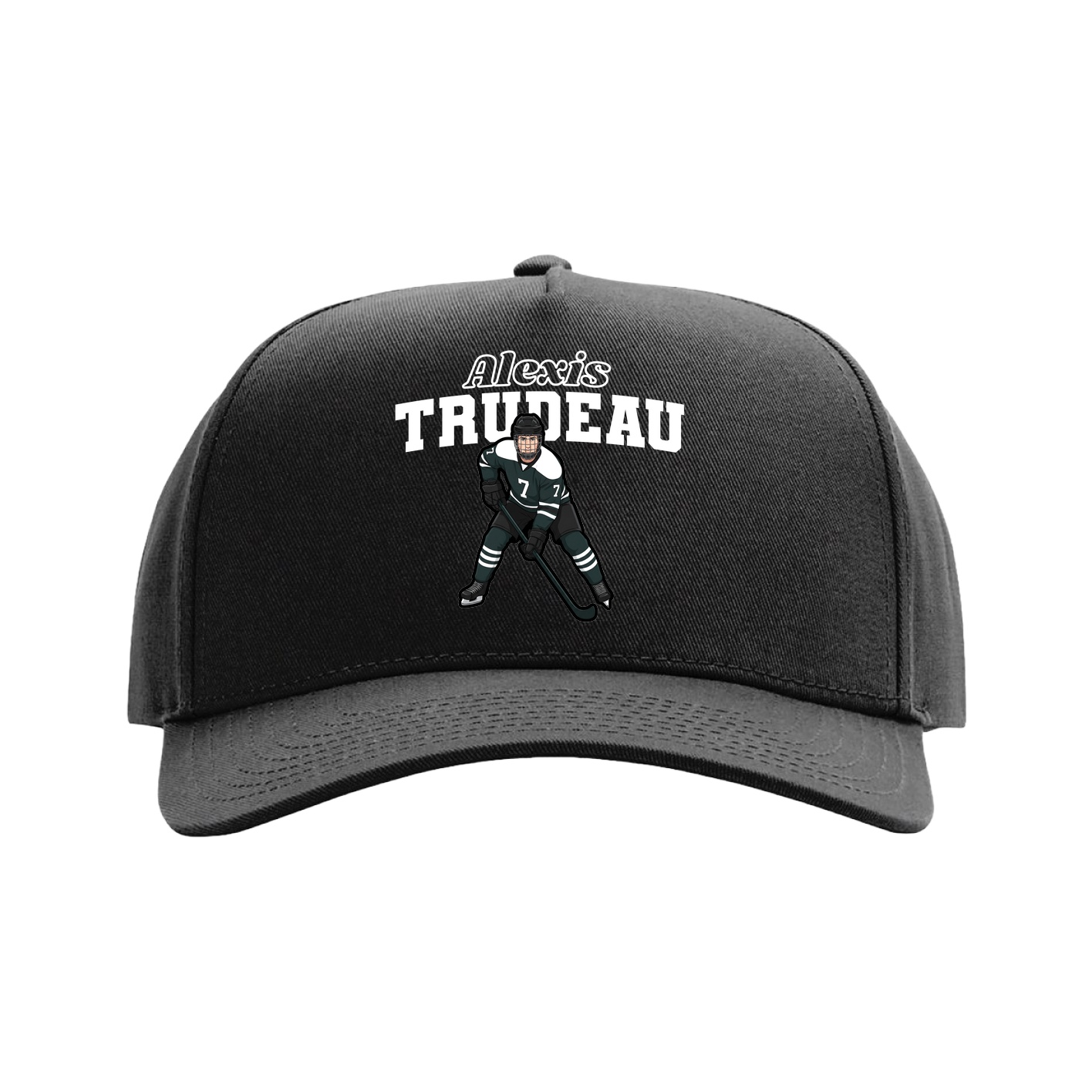 Full Fabric Five-Panel Champ Cap — Name Arch in Black