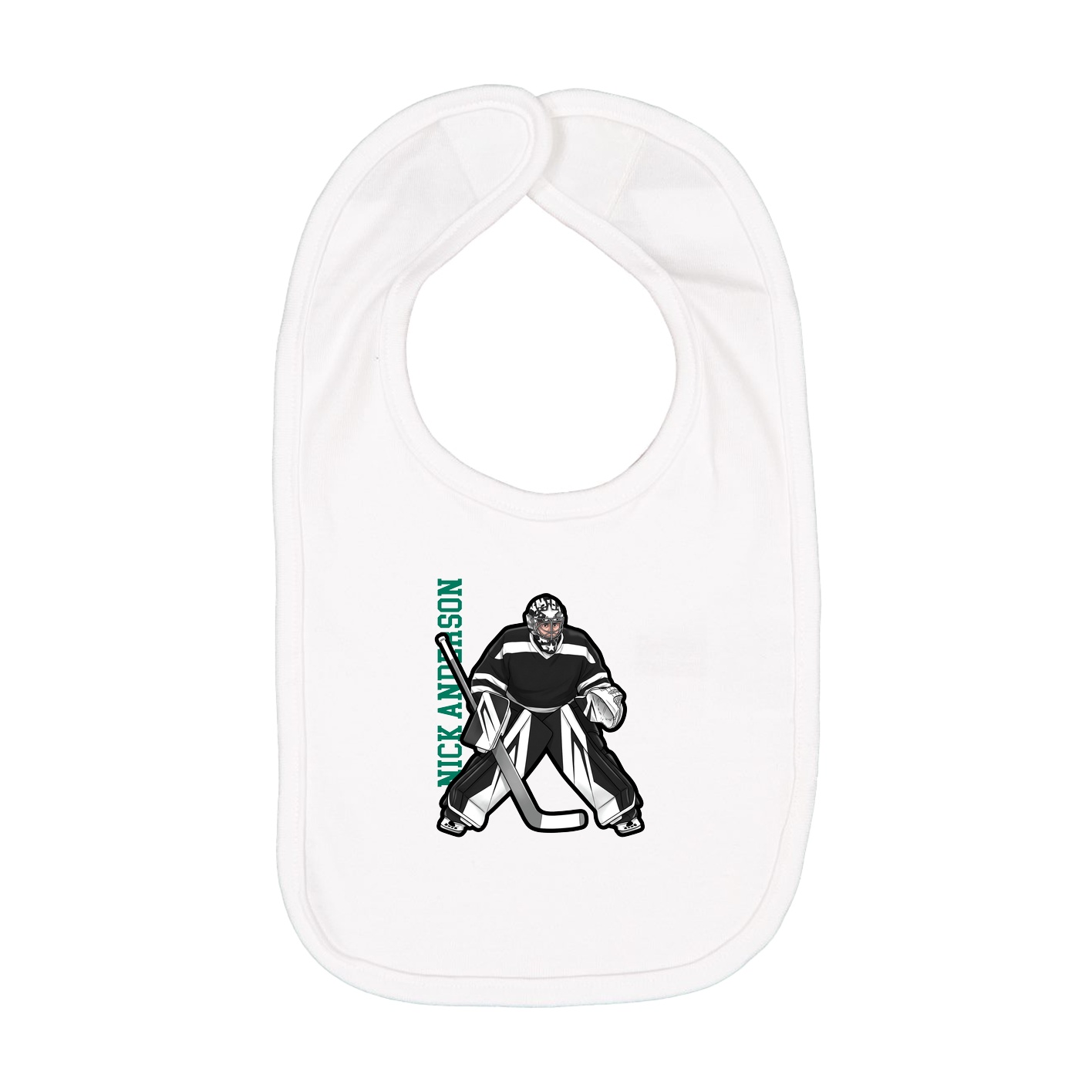 Infant Bib — Name Vertical in White