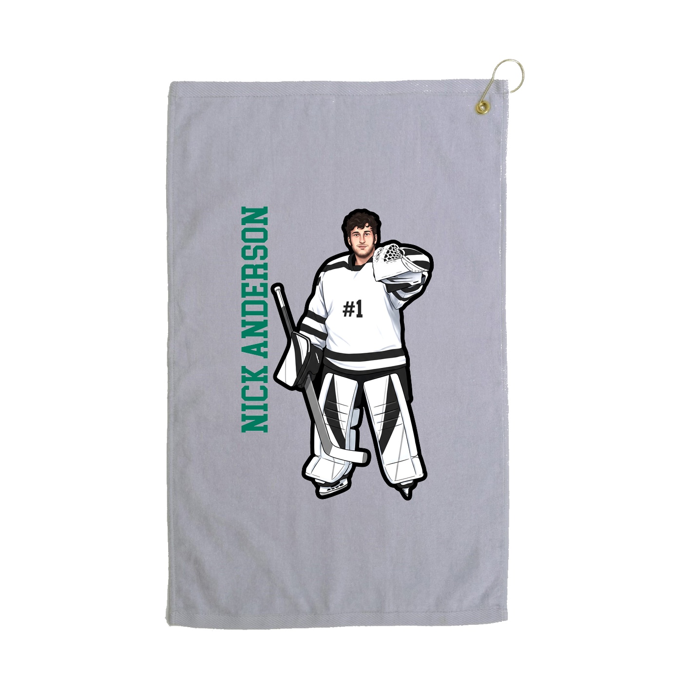 Golf Towel — Name Vertical in Grey
