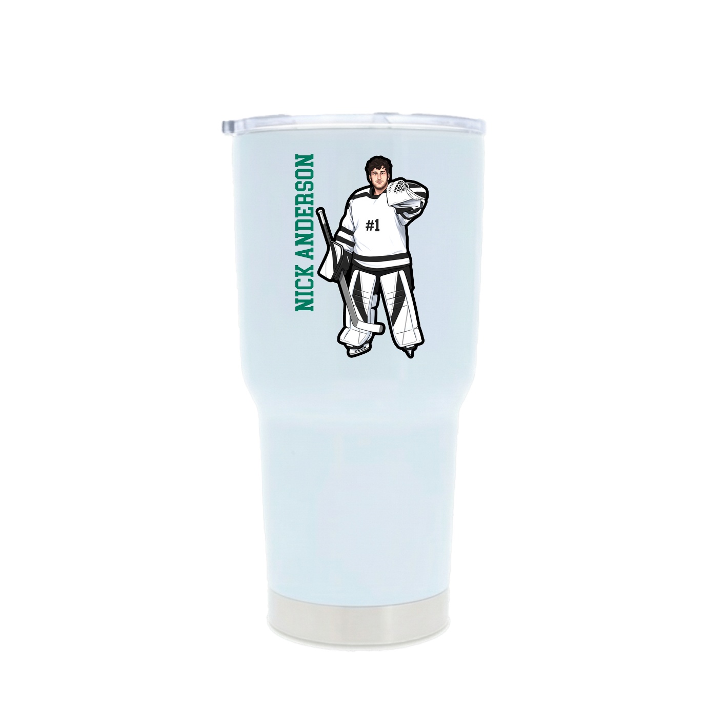 30oz Stainless Steel Tumbler — Name Vertical in White