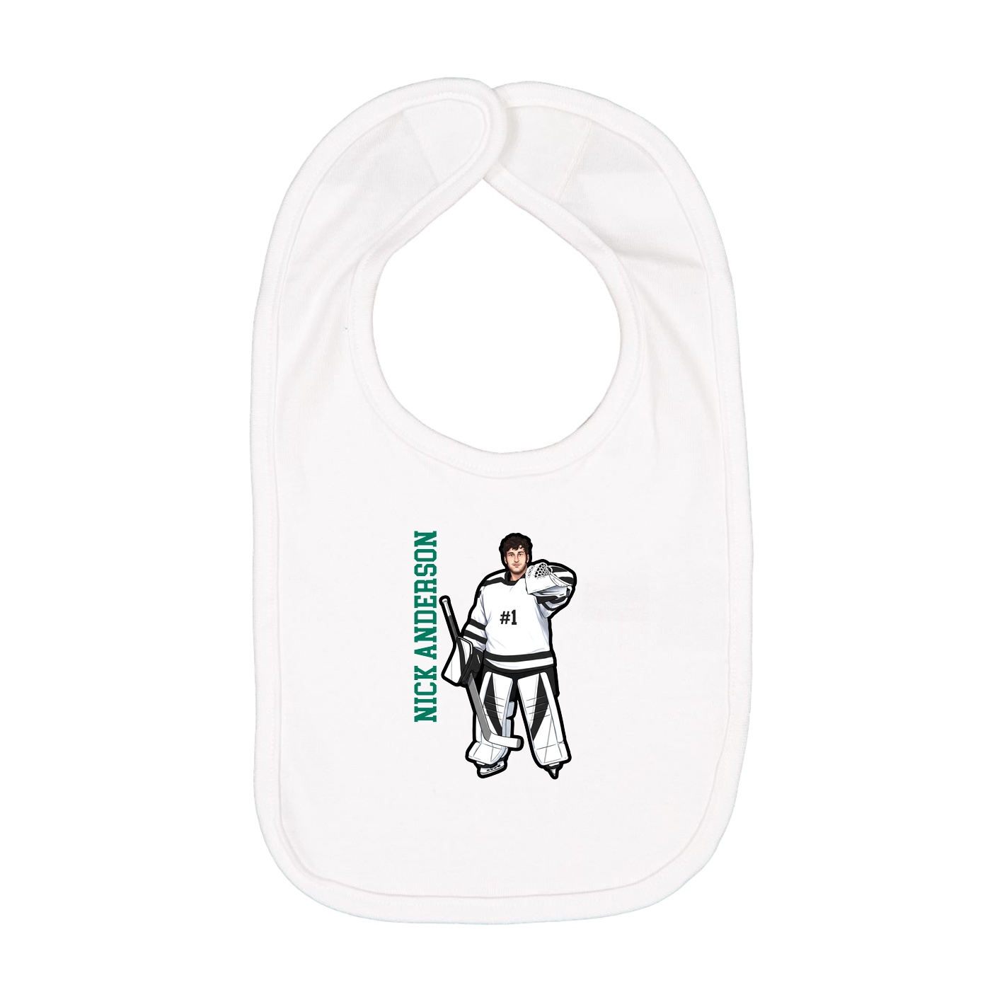 Infant Bib — Name Vertical in White