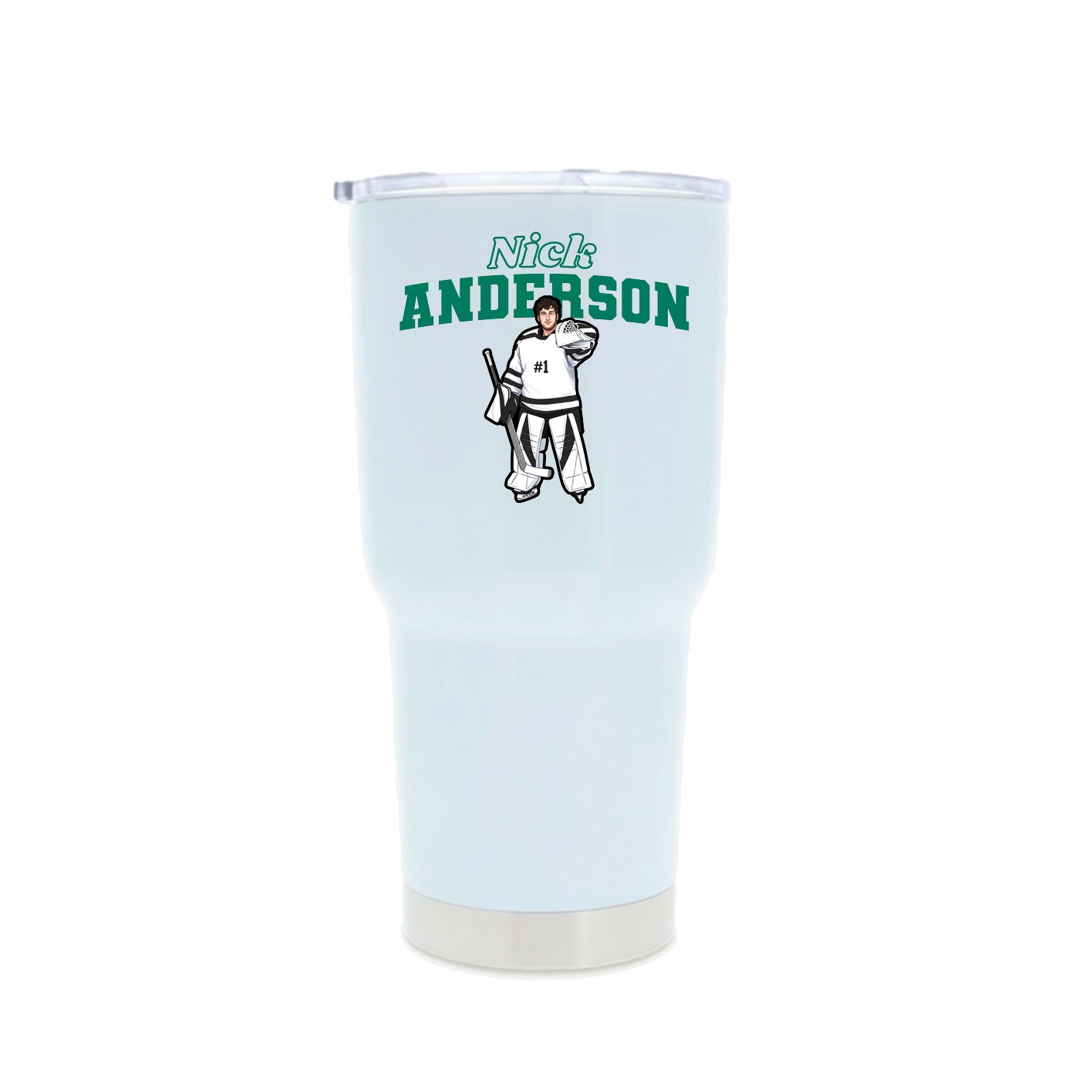 30oz Stainless Steel Tumbler — Name Arch in White