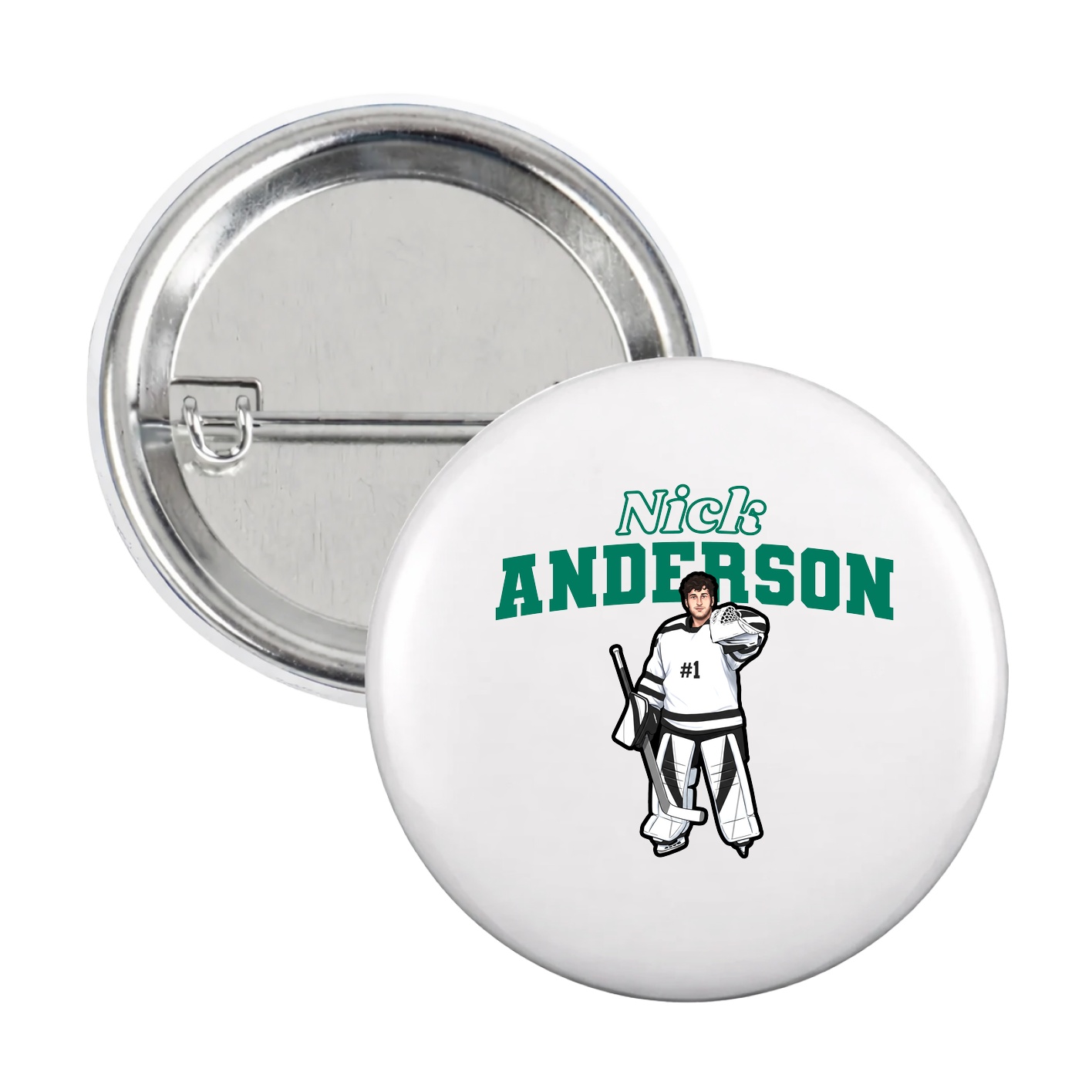 Game Day Button — Name Arch in White