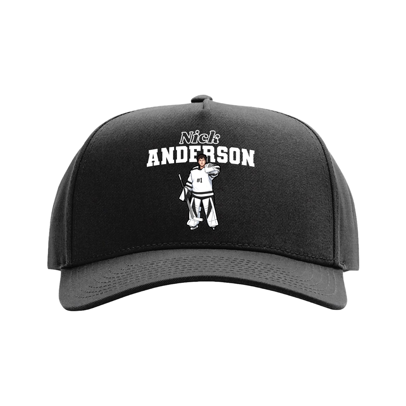 Full Fabric Five-Panel Champ Cap — Name Arch in Black