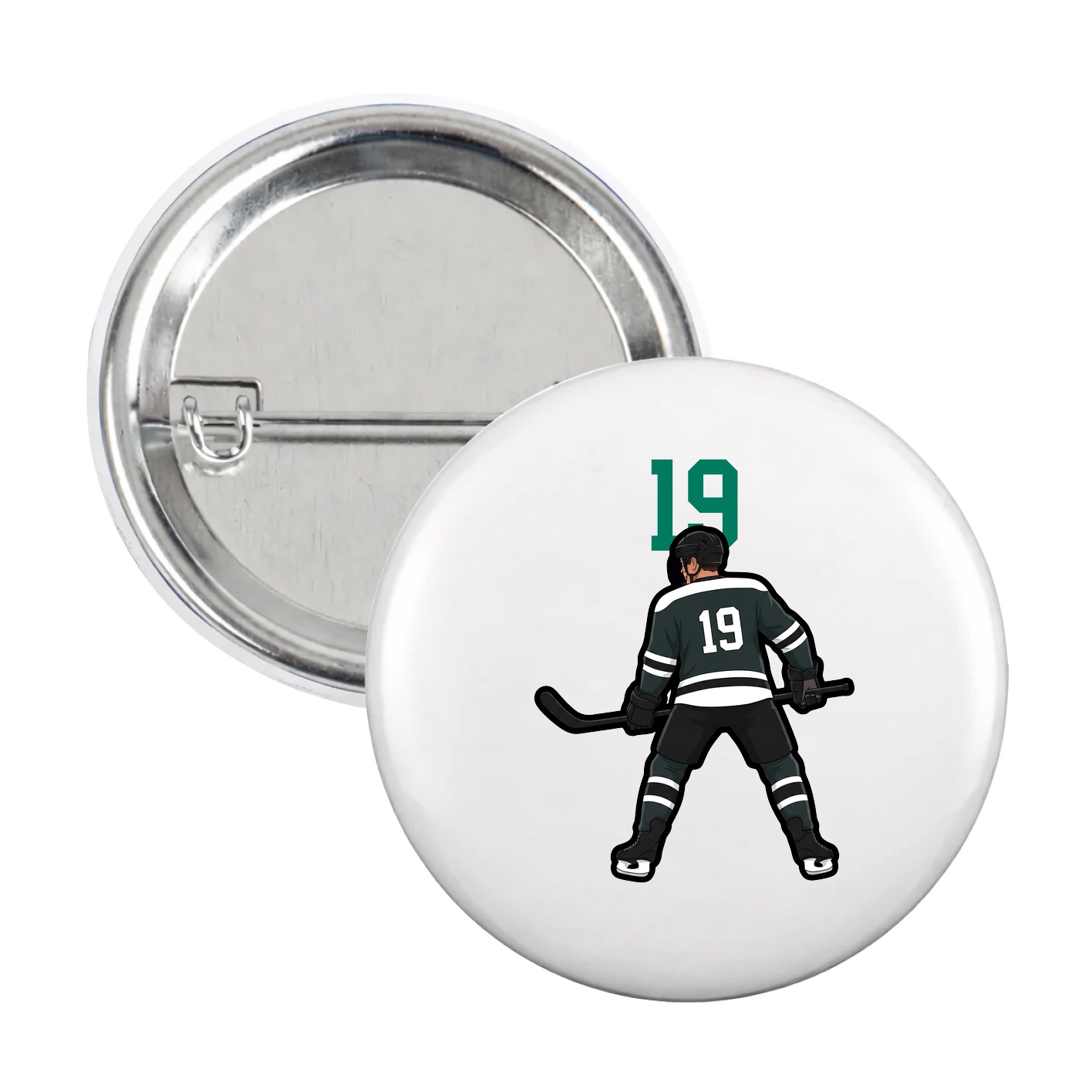 Game Day Button — Number Top in White