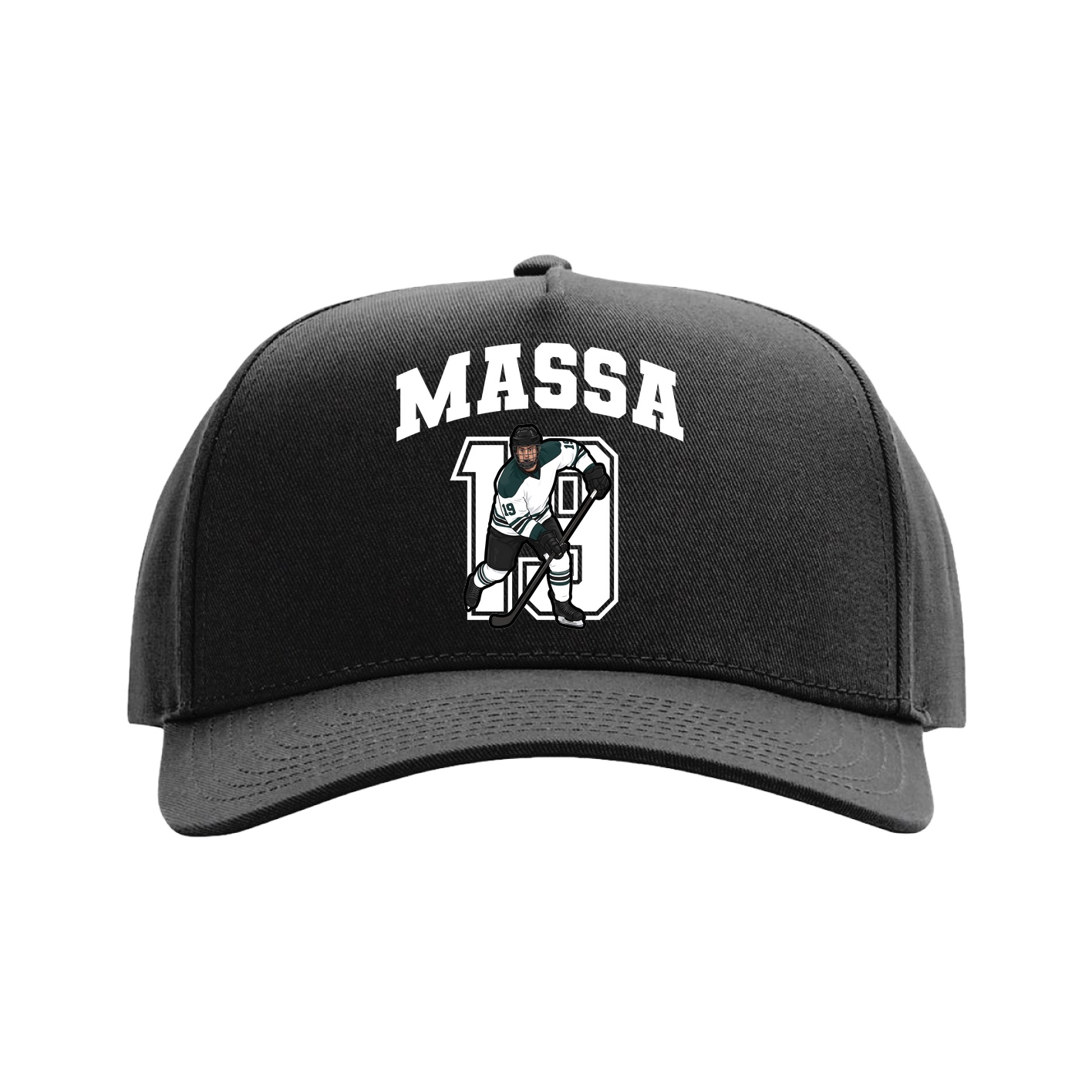 Full Fabric Five-Panel Champ Cap — Number in Black