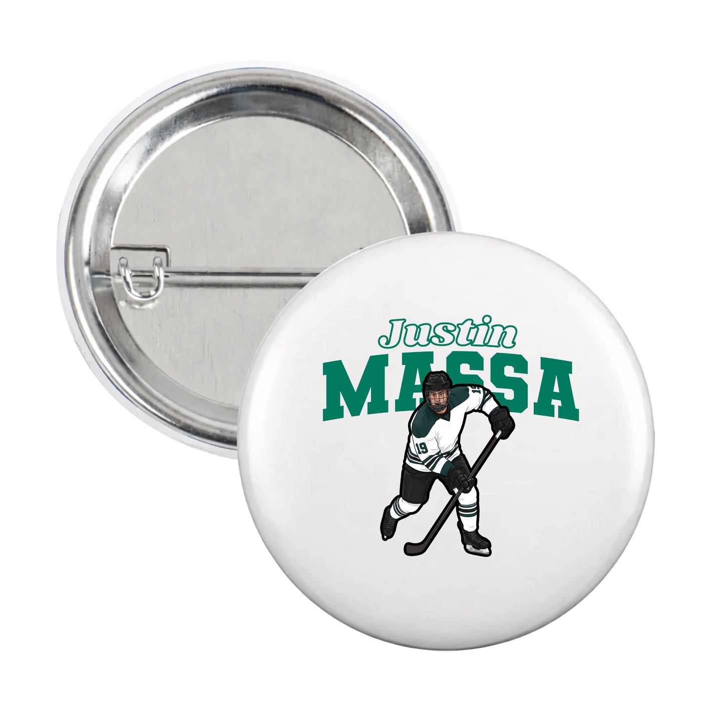 Game Day Button — Name Arch in White