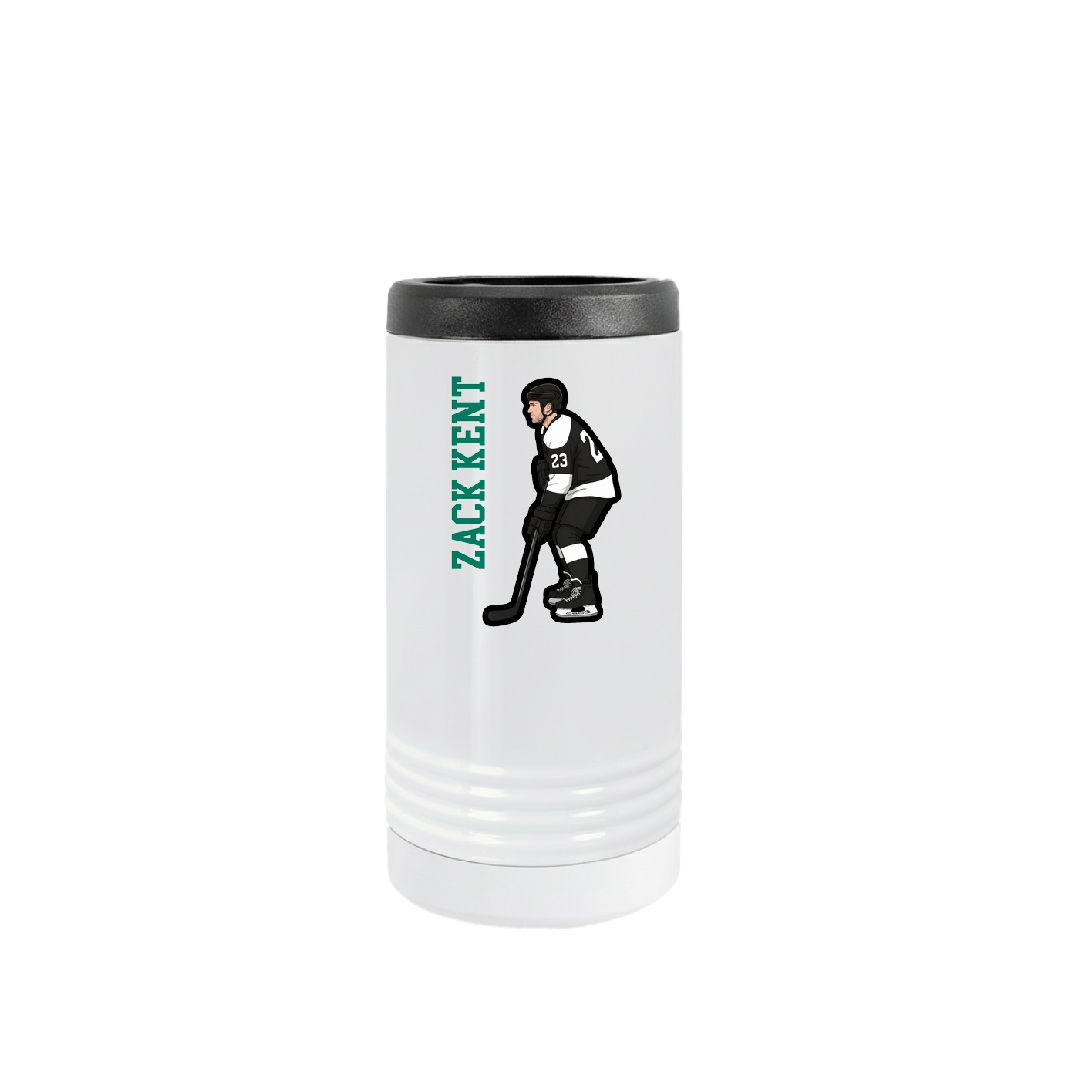 Slim Beverage Holder — Name Vertical in White