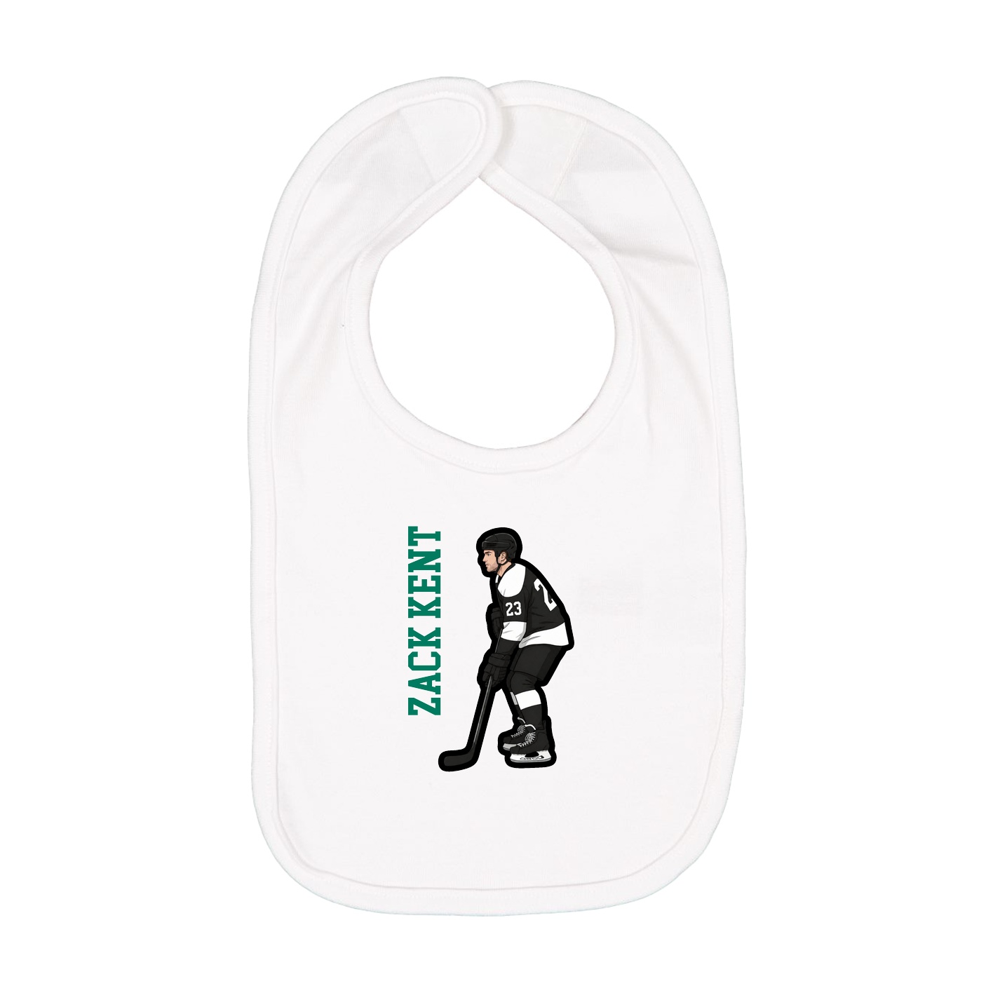 Infant Bib — Name Vertical in White