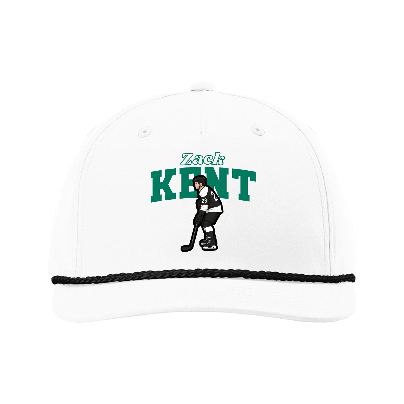 Five-Panel Classic Rope Cap — Name Arch in White