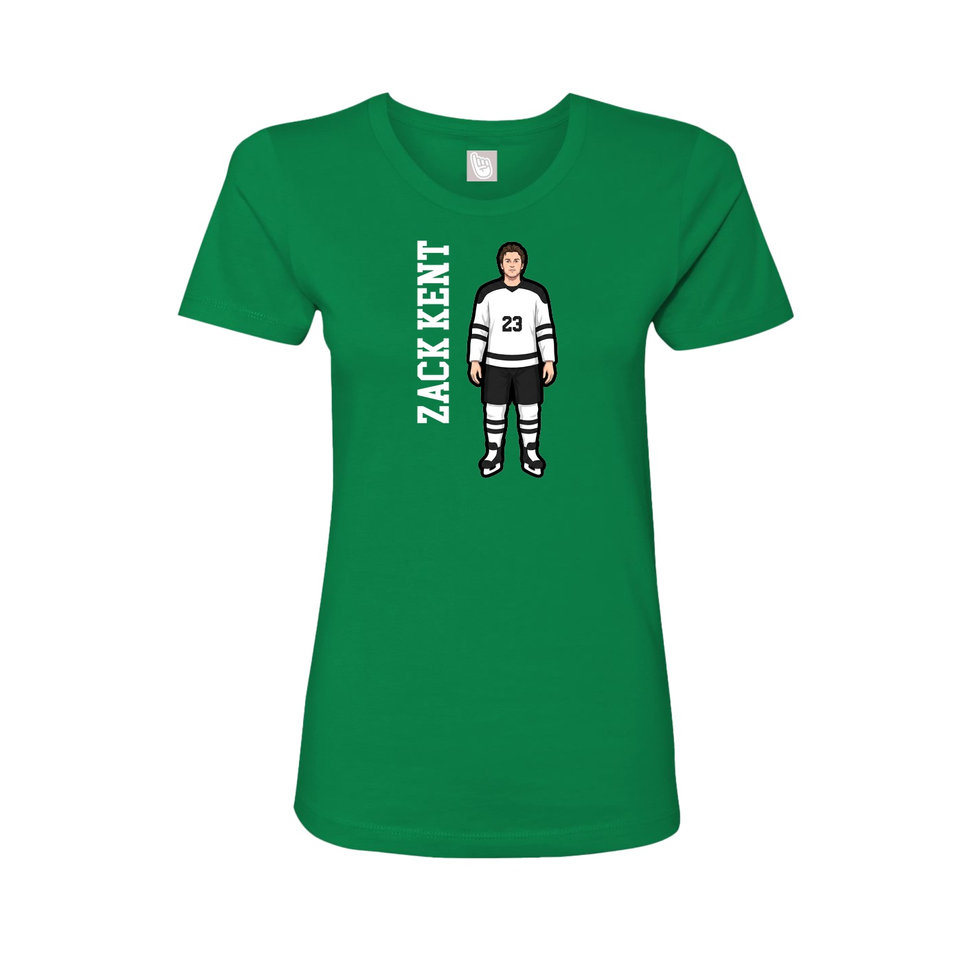Fitted Women's Tee — Name Vertical in Green