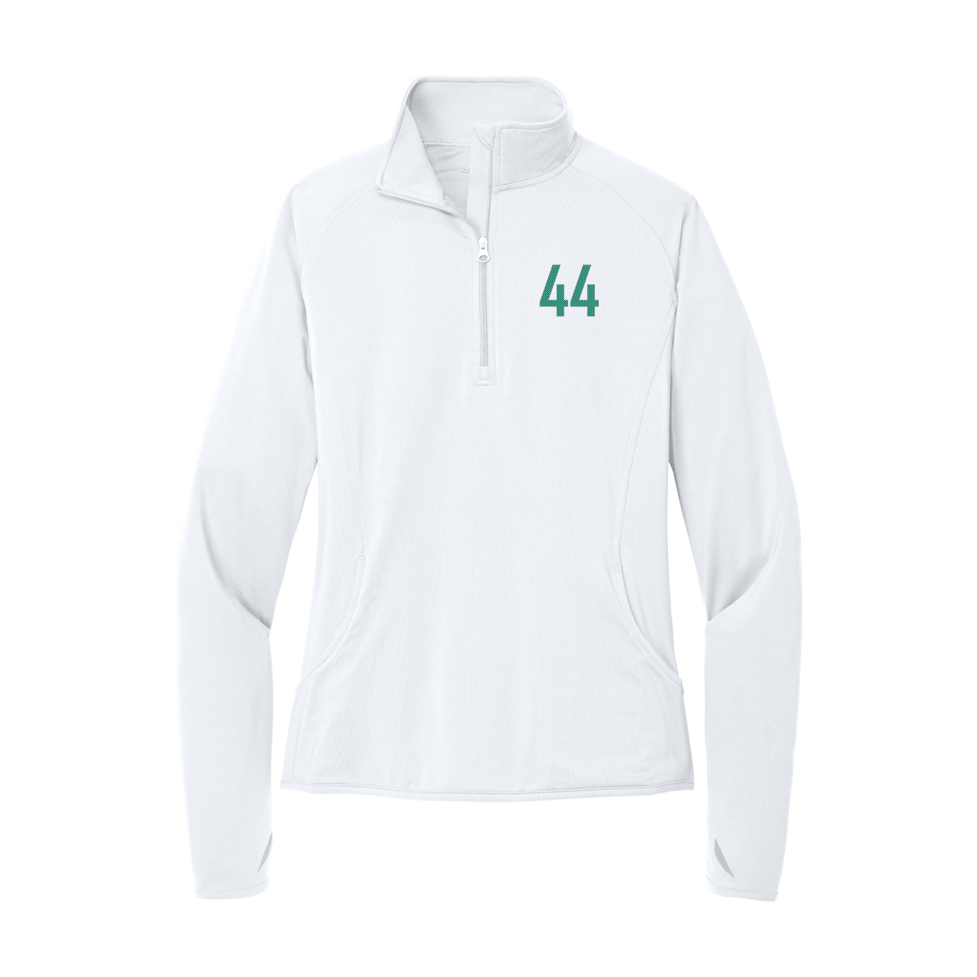 Women's Q-Zip Pullover — Front Shirsy in White