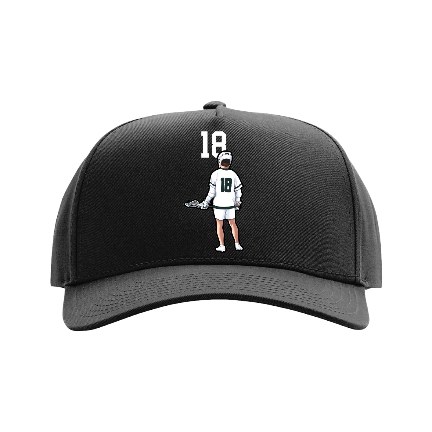 Full Fabric Five-Panel Champ Cap — Number Top in Black
