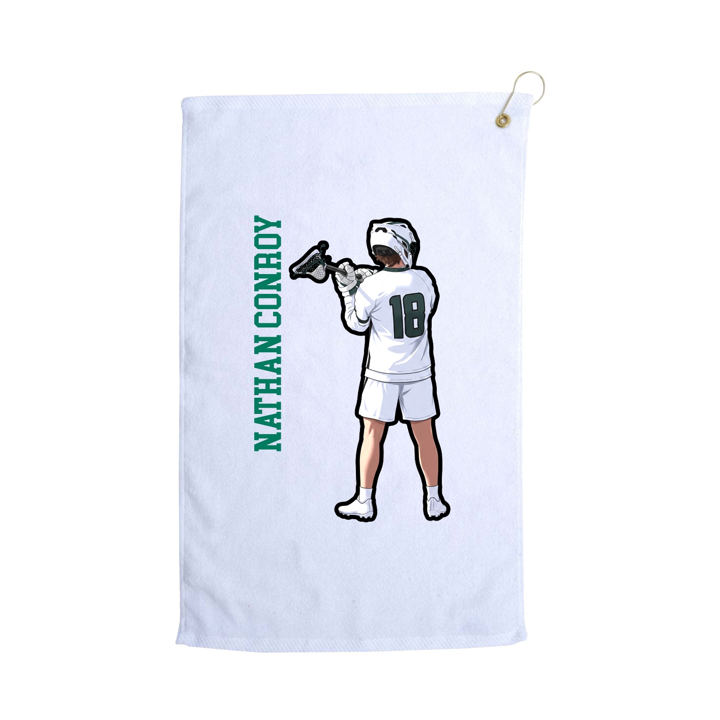 Golf Towel — Name Vertical in White