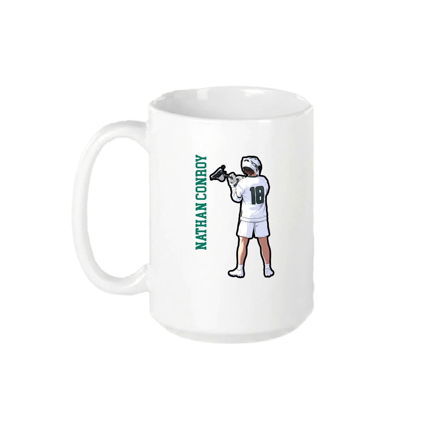 15oz Coffee Mug — Name Vertical in White