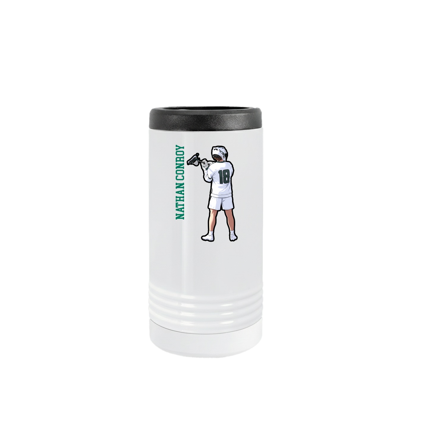 Slim Beverage Holder — Name Vertical in White