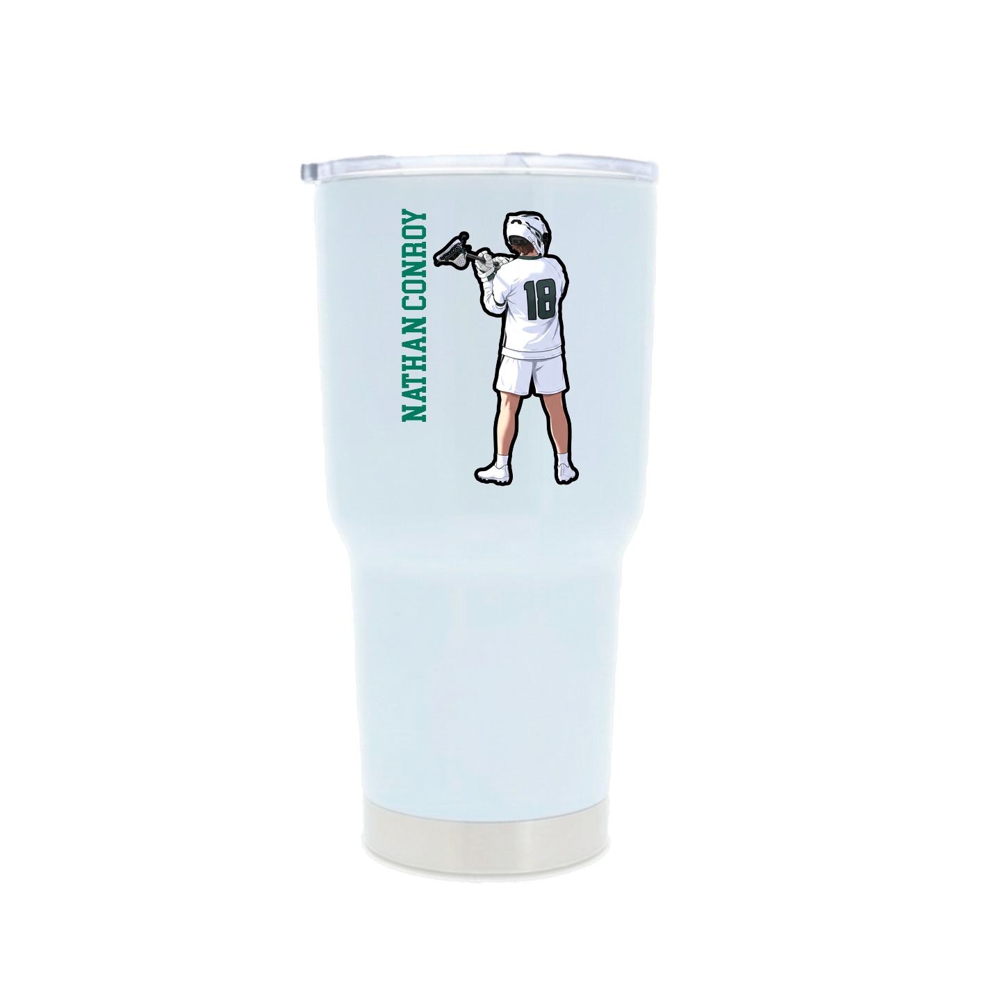 30oz Stainless Steel Tumbler — Name Vertical in White