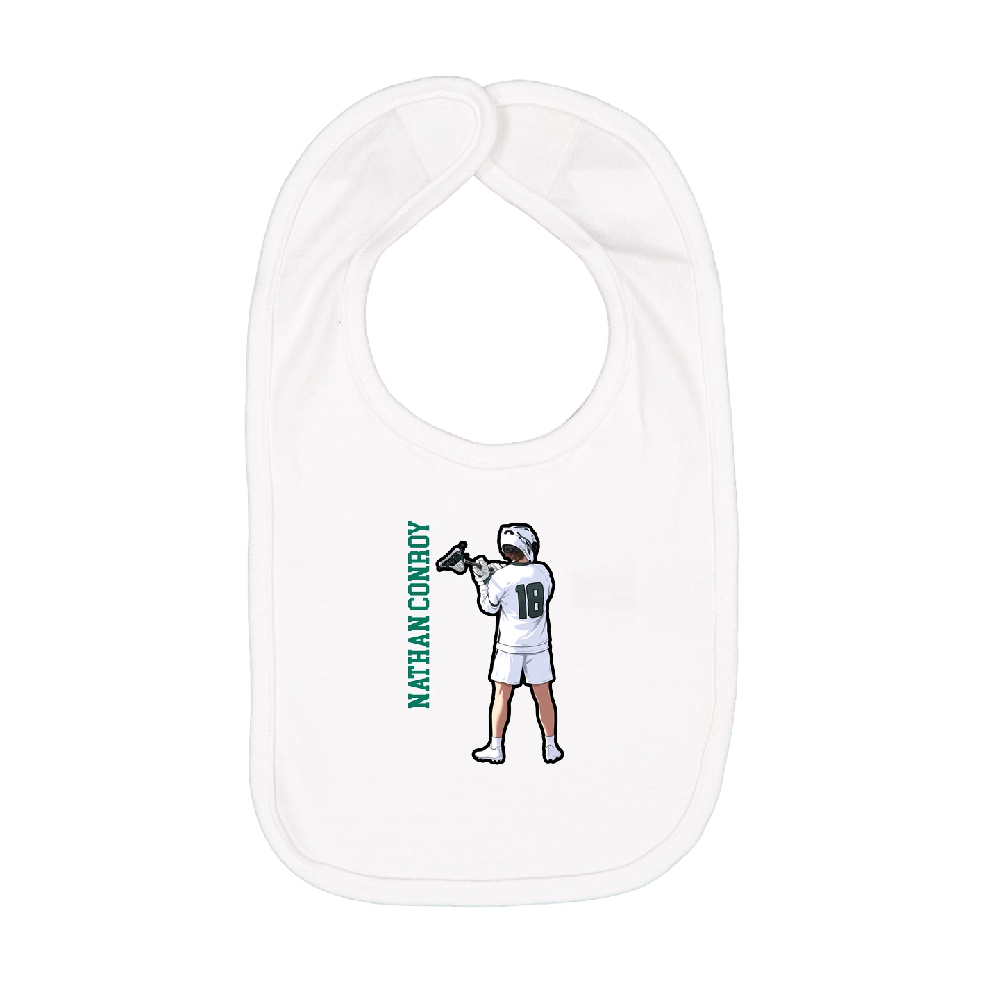 Infant Bib — Name Vertical in White