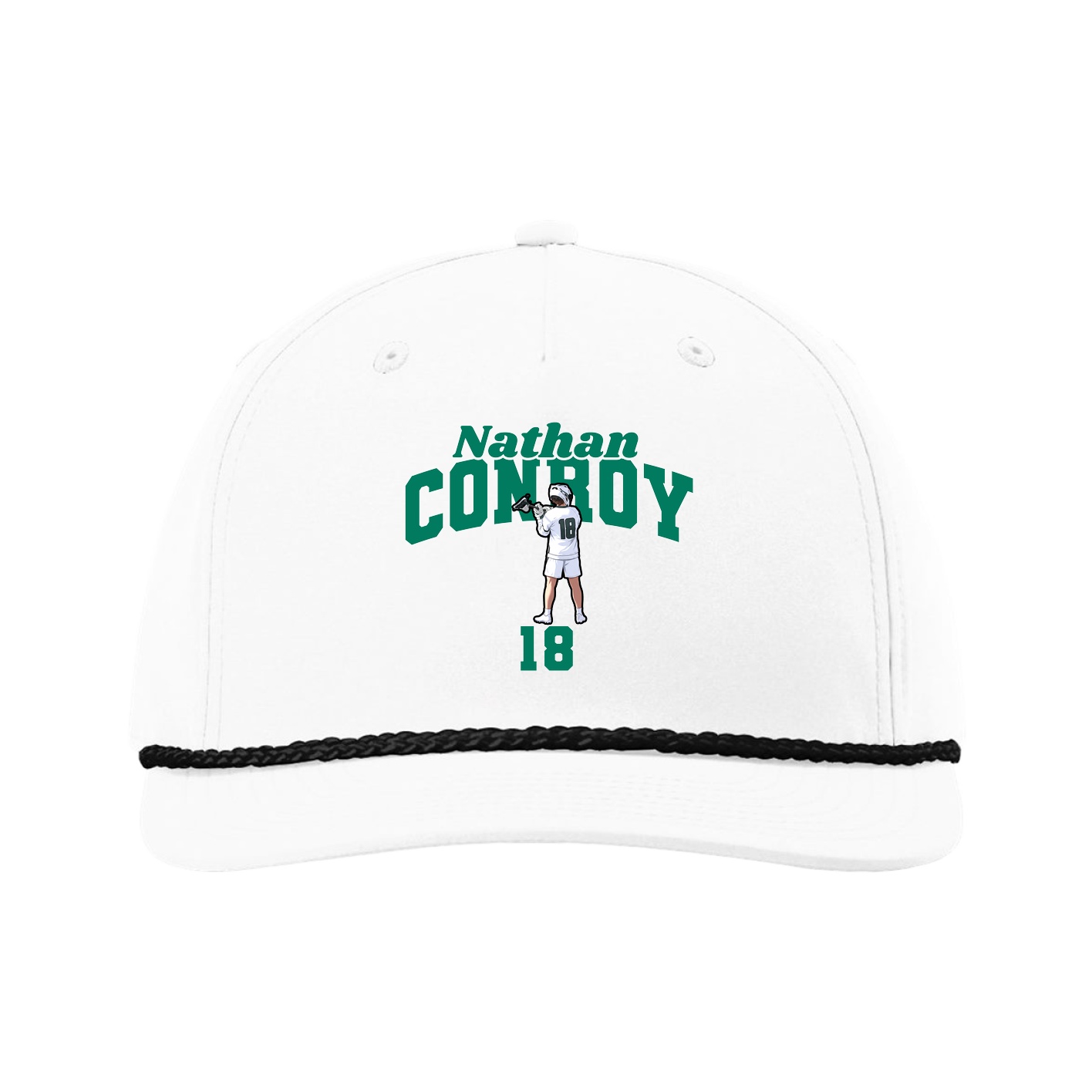 Five-Panel Classic Rope Cap — Signature Arch in White