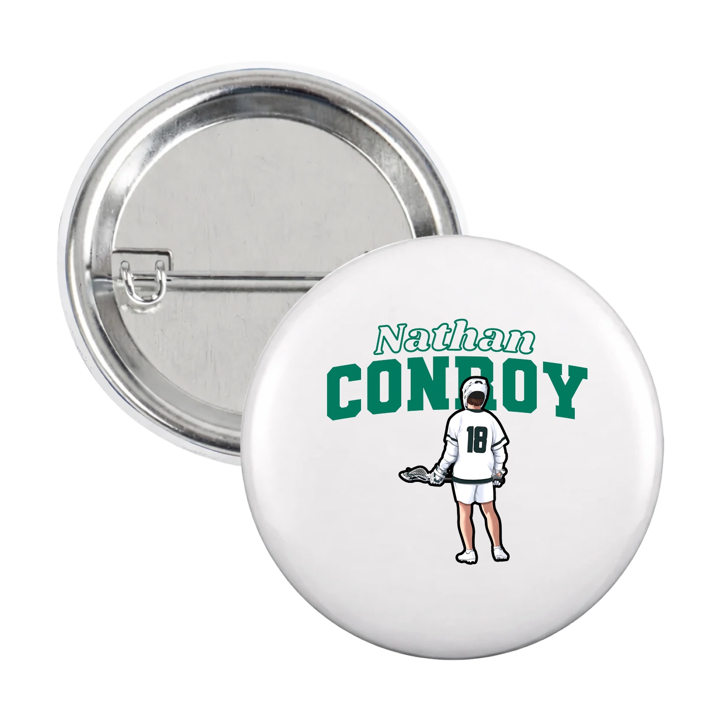 Game Day Button — Name Arch in White