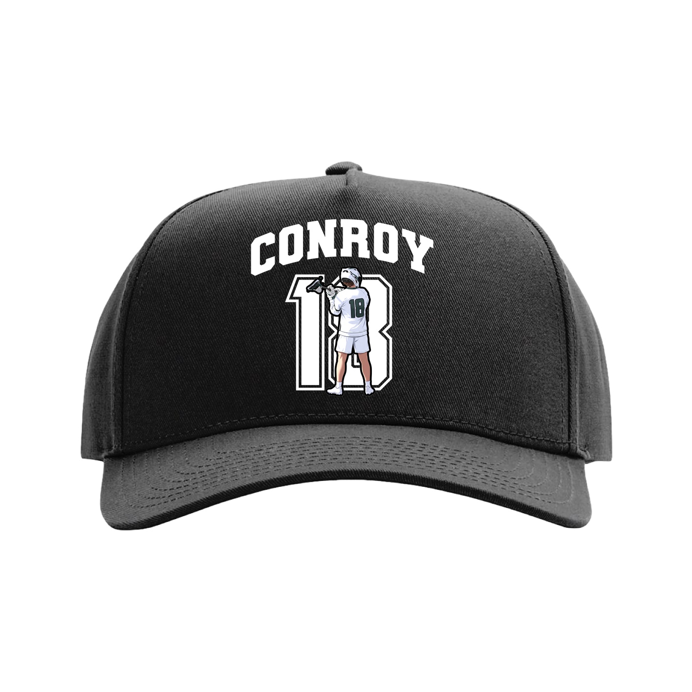 Full Fabric Five-Panel Champ Cap — Number in Black