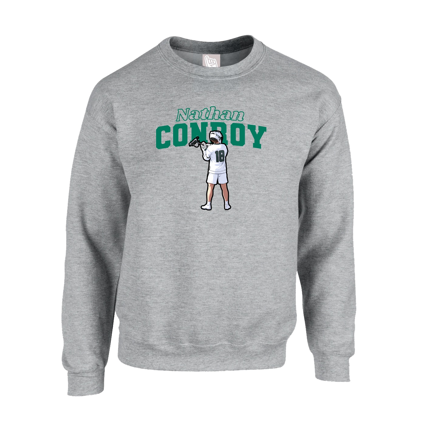 Fleece Crew — Name Arch in Grey