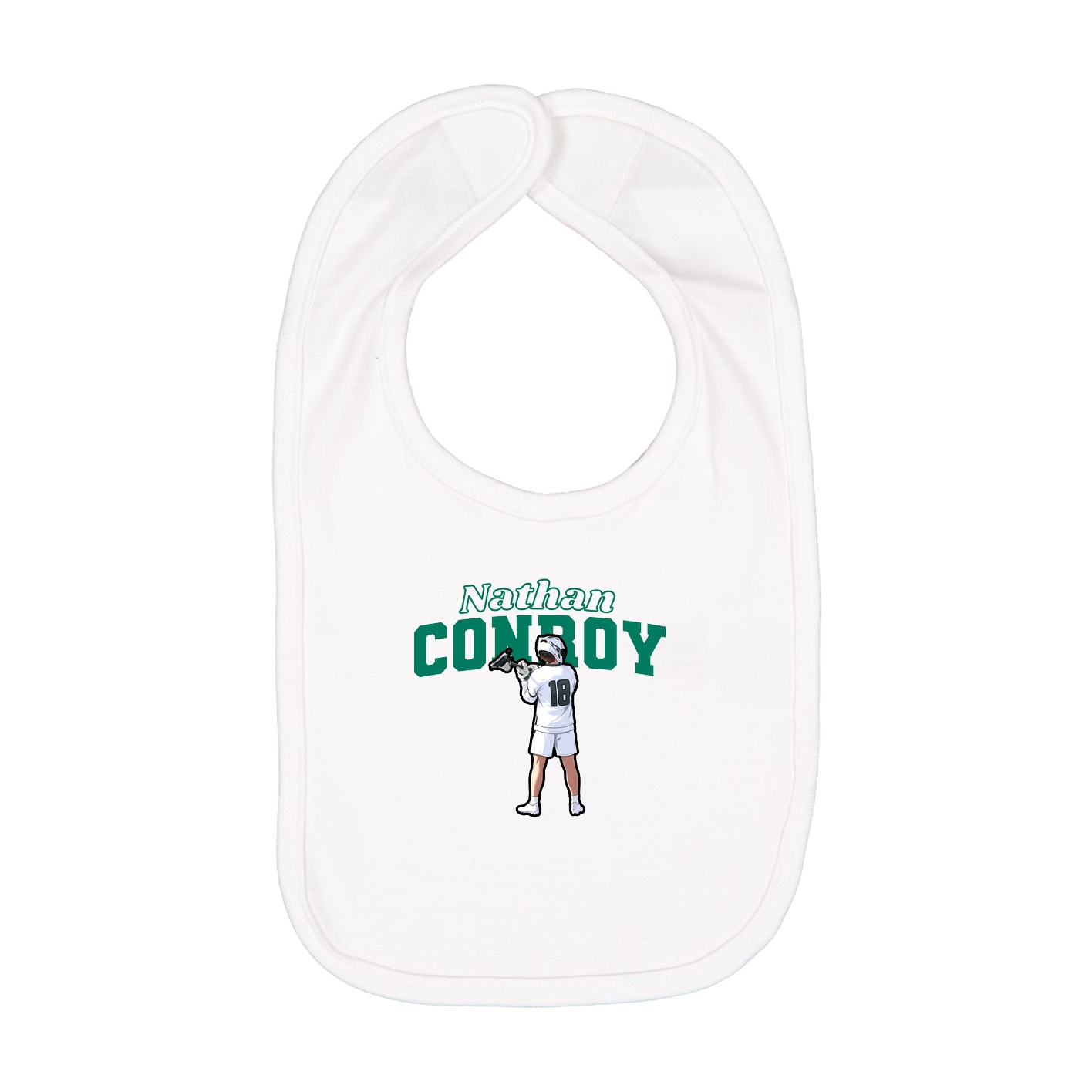 Infant Bib — Name Arch in White
