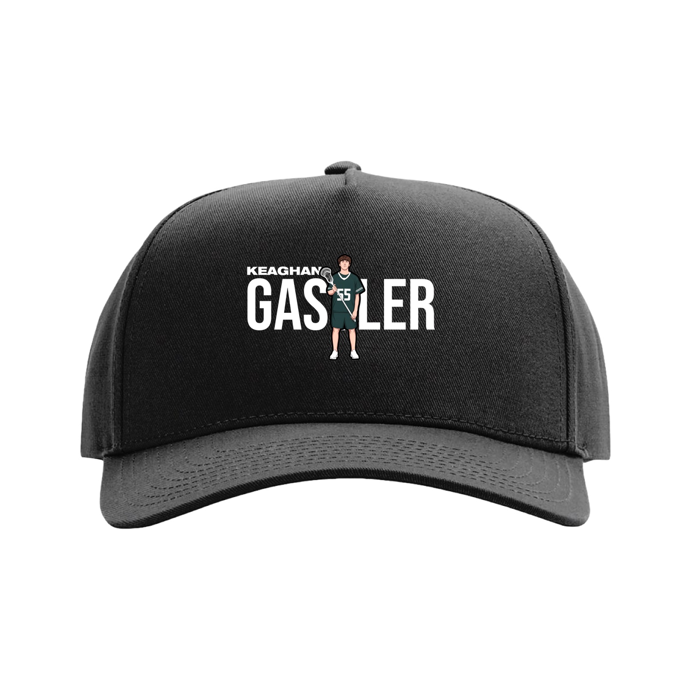 Full Fabric Five-Panel Champ Cap — Player Name in Black