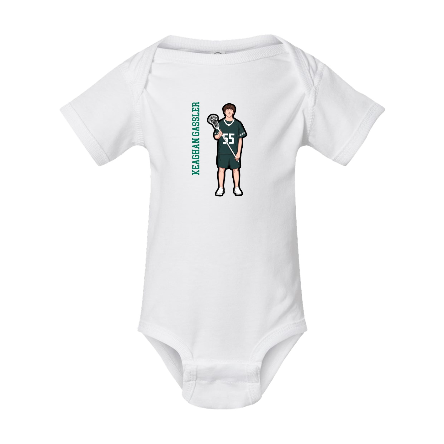 Baby Onesie — Name Vertical in White
