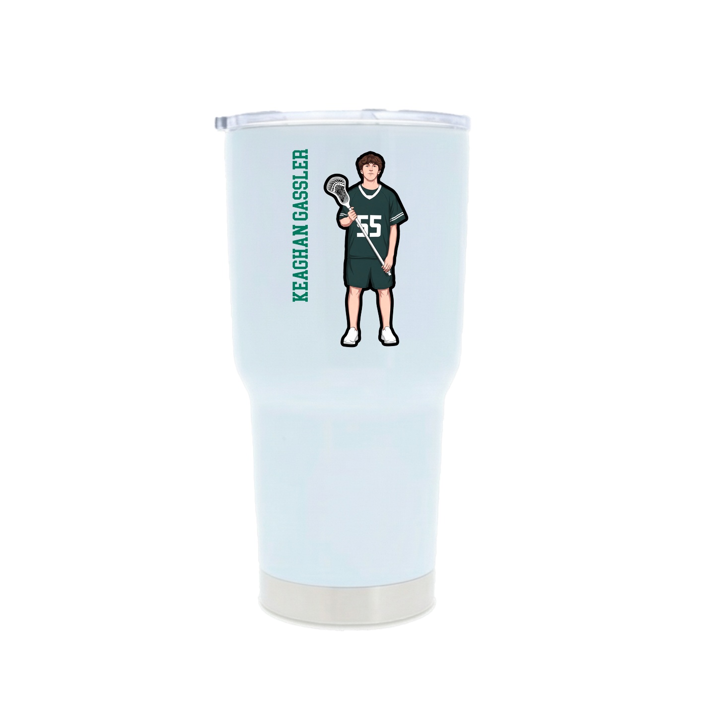 30oz Stainless Steel Tumbler — Name Vertical in White