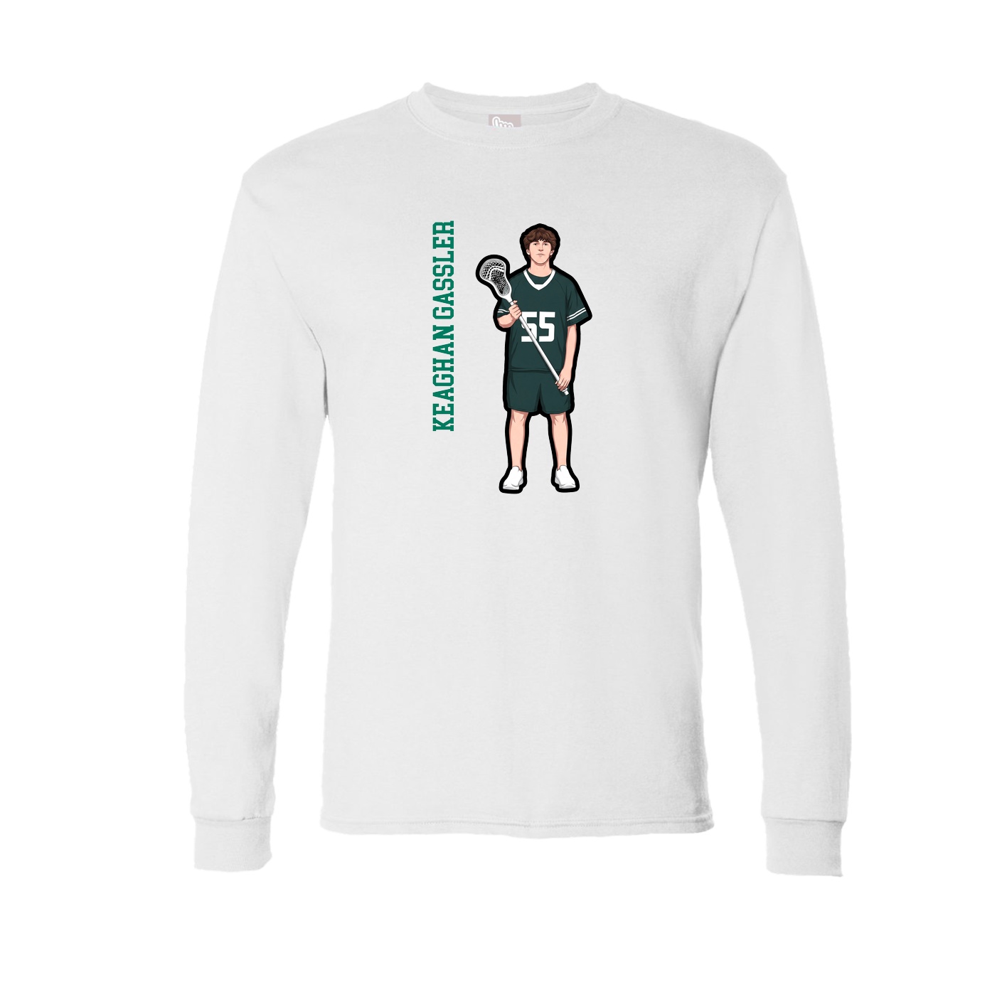 Long Sleeve Tee — Name Vertical in White