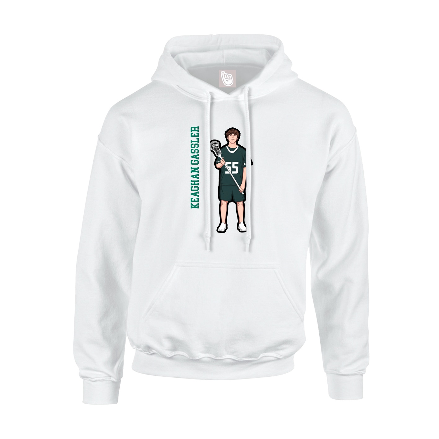 Youth Hoodie — Name Vertical in White