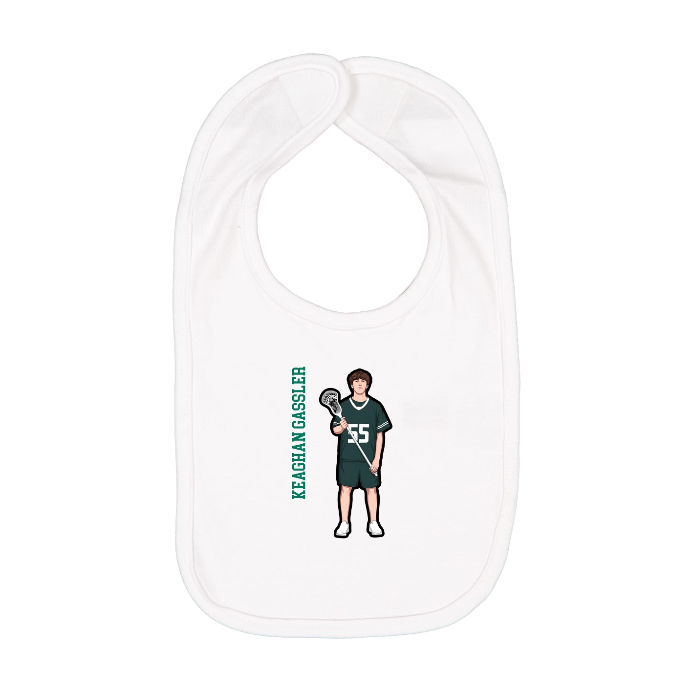 Infant Bib — Name Vertical in White