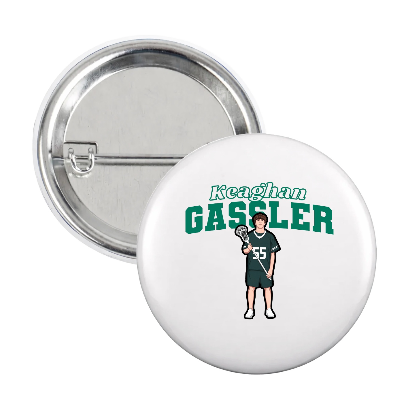 Game Day Button — Name Arch in White