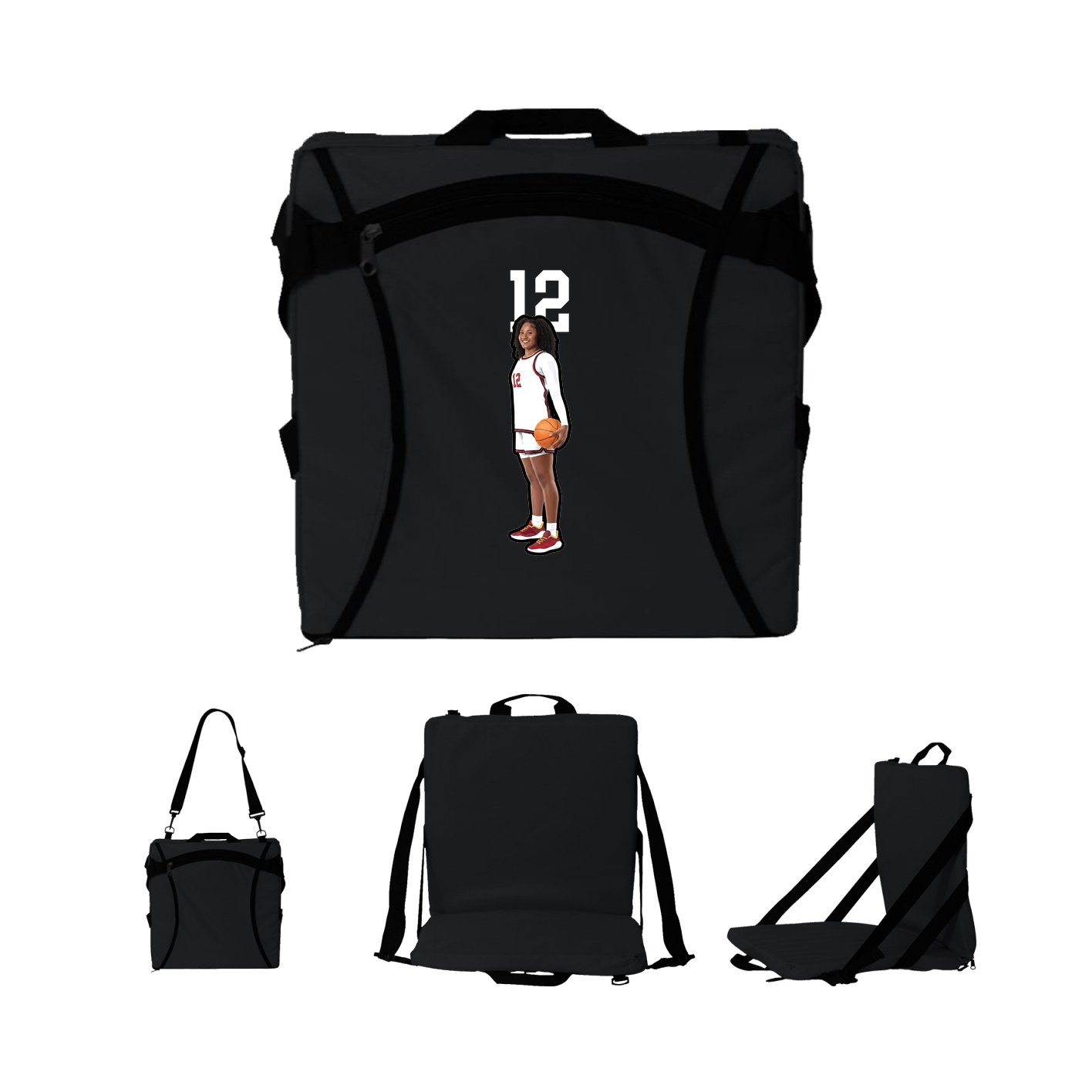 Folding Stadium Seat — Number Top in Black