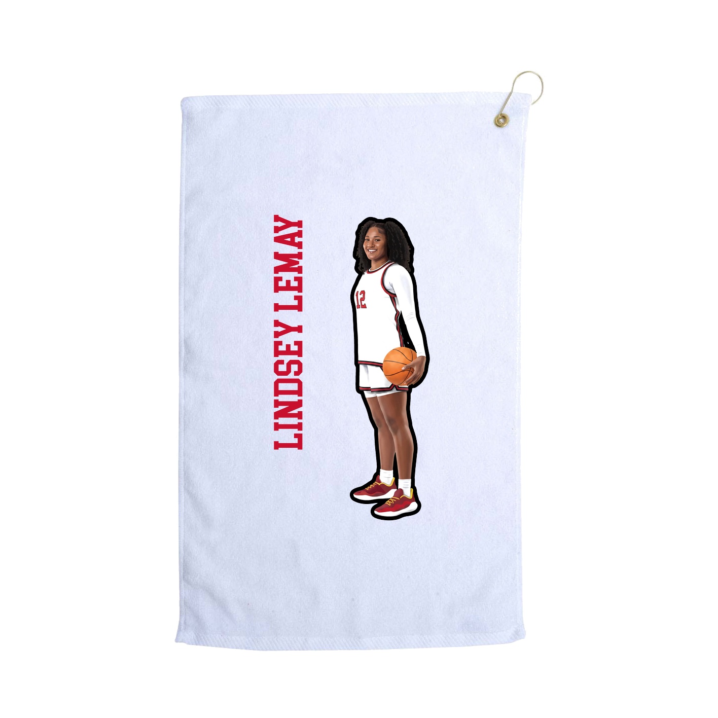 Golf Towel — Name Vertical in White