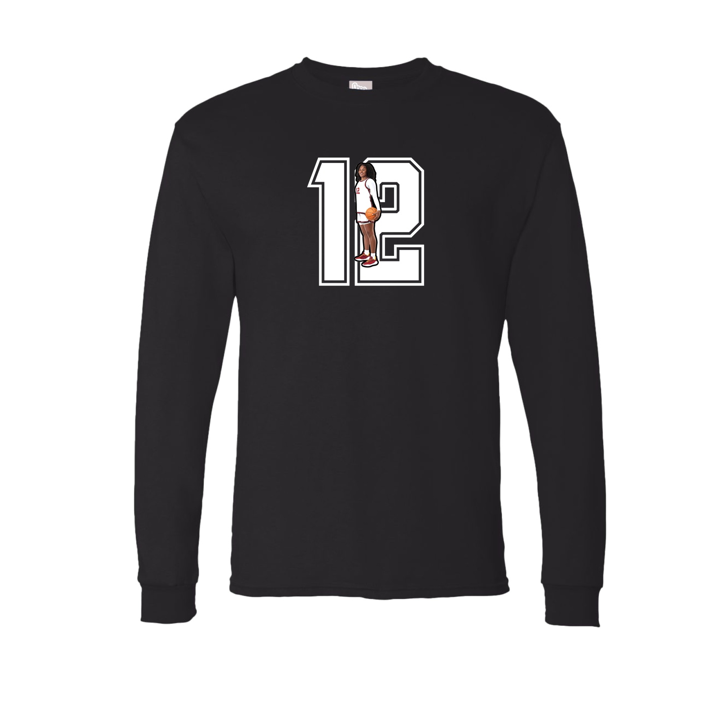 Long Sleeve Tee — Number in Black