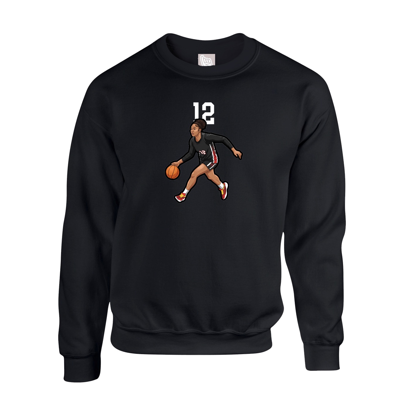 Fleece Crew — Number Top in Black