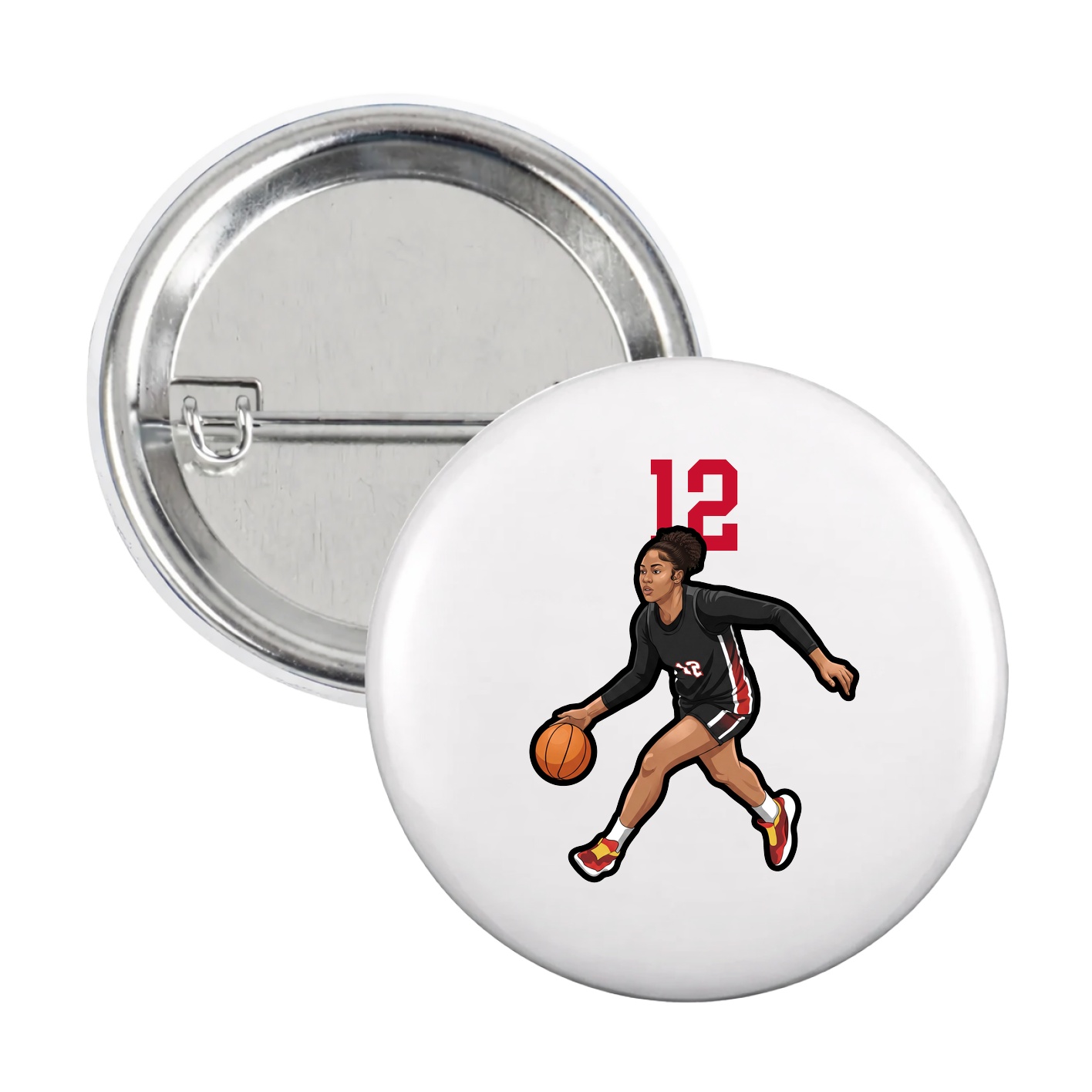 Game Day Button — Number Top in White