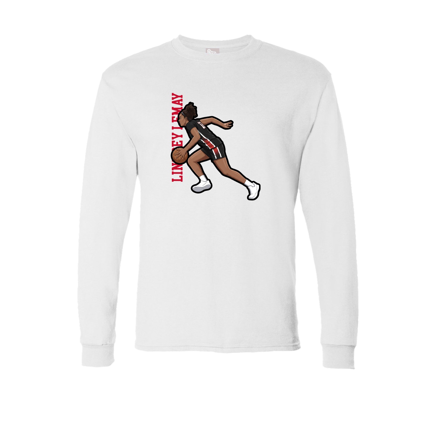 Long Sleeve Tee — Name Vertical in White